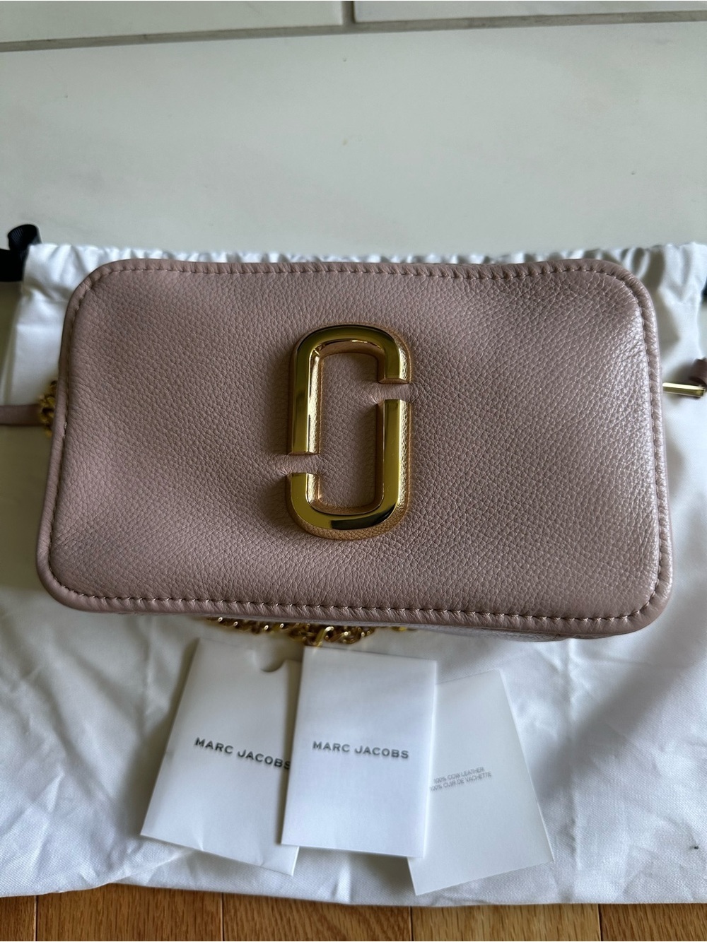 Marc Jacobs Blush Pink Leather Crossbody Camera Bag with Gold Hardware